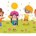 Bystanders bullying a child - cartoon